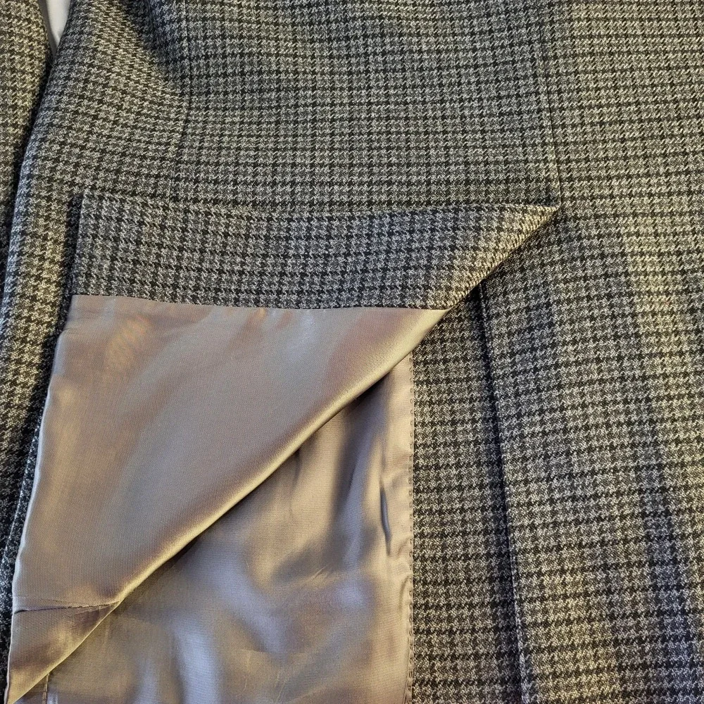 Lauren Ralph Lauren Mens 42L Blazer Sport Jacket Coat Gray Houndstooth Wool